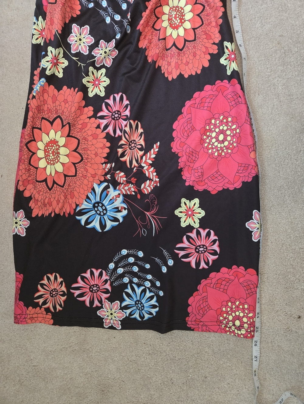 Floral Spaghetti-Strap Camisole in Black and Coral - Picture 2 of 3
